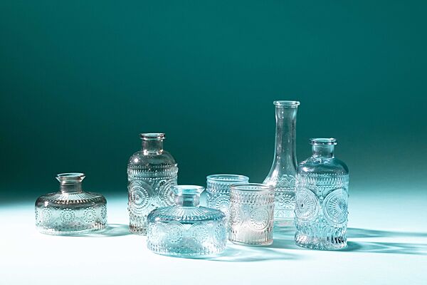 Ava Vaas Beige Glas Met Reliëf H 7cm Ø 9cm