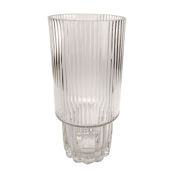 ava Vaas Glas Geribbeld 25cm Transparant 12cm Ø