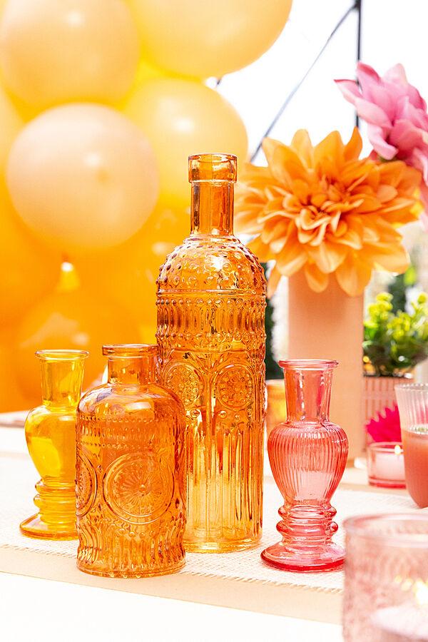 Ava Vaas Glas Oranje Met Reliëf H 12 5cm Ø 6 5cm