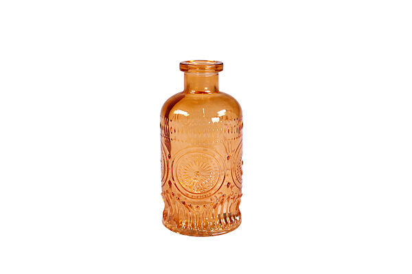 ava Vaas Glas Oranje Met Reliëf H 12 5cm Ø 6 5cm