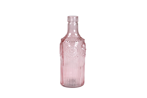 ava Vaas Glas Roze Met Reliëf H 18 5cm Ø 7cm