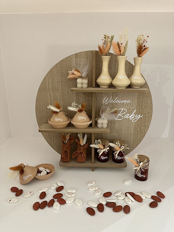 Ava Vaasjes Hout Roze/Beige 3 Stuks