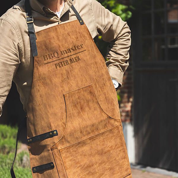 Ava Vegan Leder Bbq Schort Met Naam