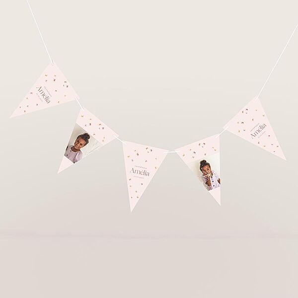 ava Vlaggenlijn roze met vlindertjes en foto's