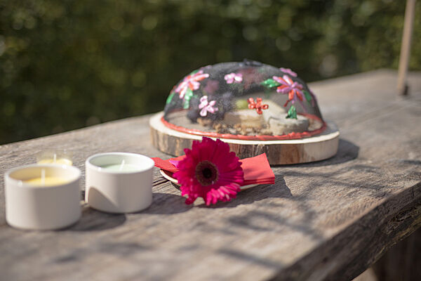 Ava Vliegenkap Pink Flower Ø 35cm