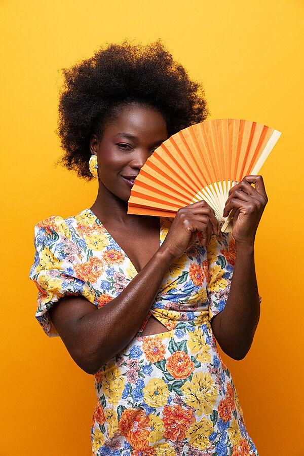 Ava Waaier Oranje Papier Ø 23cm