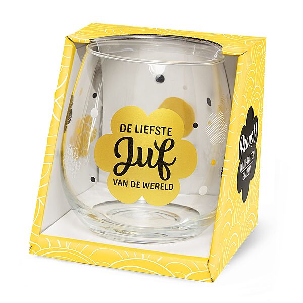ava Water-/Wijnglas "De Liefste Juf Van De Wereld"