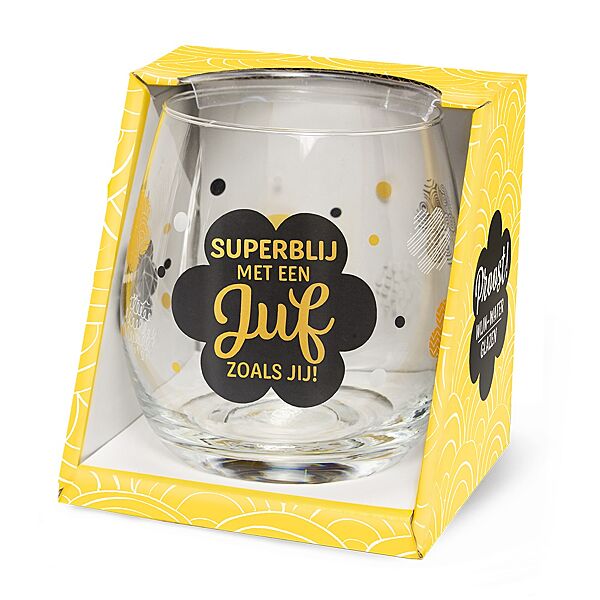 ava Water-/Wijnglas "Superblij Met Een Juf Zoals Jij"