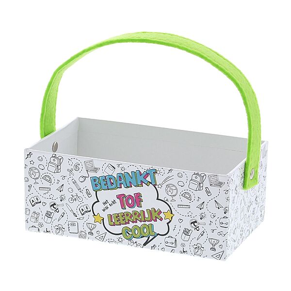 ava Bakje Bedankt Het Was Echt Tof 10x18x7cm Wit Met Fluogroen Handvat
