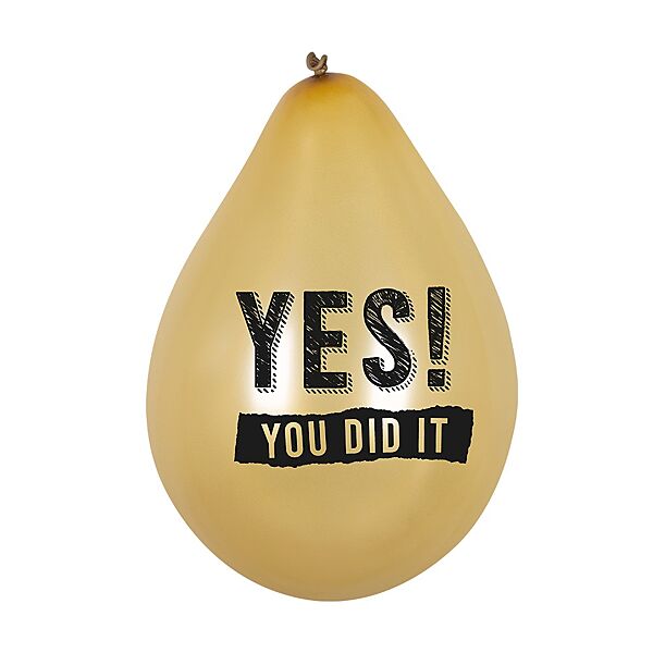 Ava Ballon Latex Graduation Ø 25cm Wit-Zwart-Goud 6 Stuks