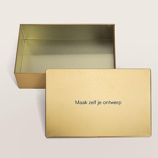 ava Blikken geschenkdoos met deksel zelf ontwerpen - Goud - Medium
