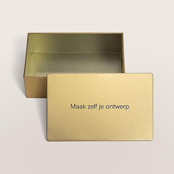 ava Blikken geschenkdoos met deksel zelf ontwerpen - Goud - Small