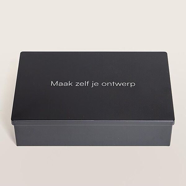Ava Blikken Geschenkdoos Met Deksel Zelf Ontwerpen - Zwart - Medium
