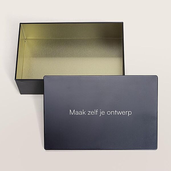 ava Blikken geschenkdoos met deksel zelf ontwerpen - Zwart - Medium