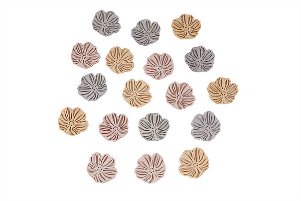 ava Bloemen Hout Pastel Perzik/Roze/Lila 4cm 18 Stuks