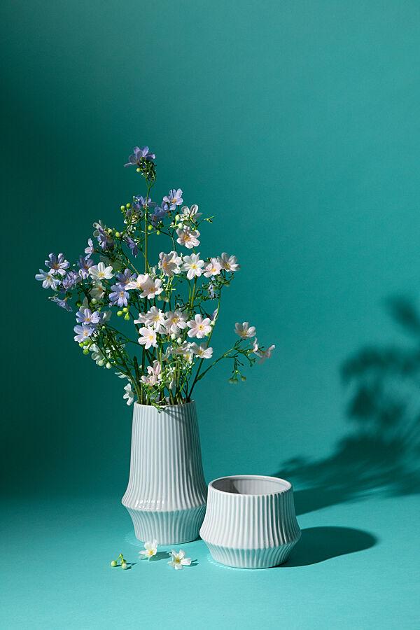 Ava Cachepot Gelijnd Grijs Geglazuurd H 9 1cm Ø 12 2cm