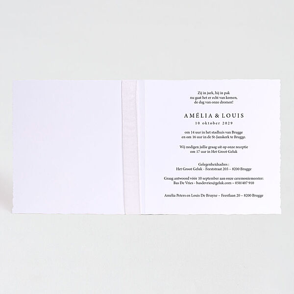 Ava Classic Chic Trouwkaart Met Kartelrand En Goudfolie