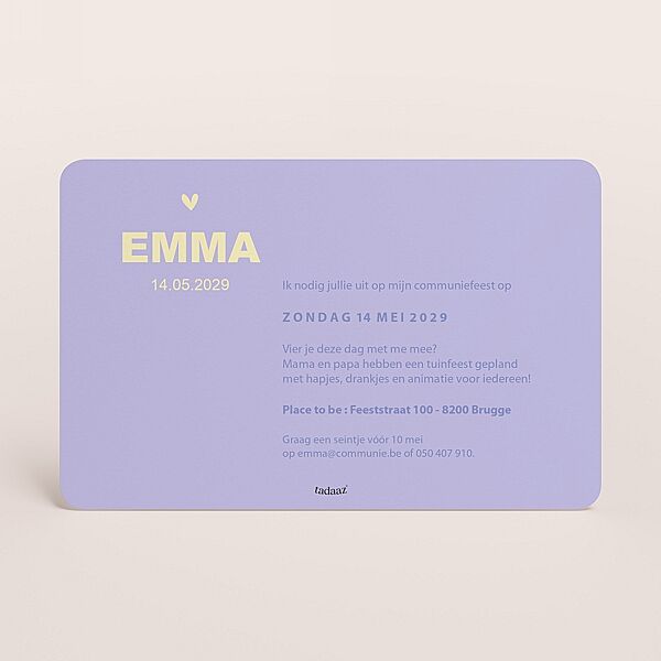 Ava Colorblock Communie Uitnodiging Met Afgeronde Hoeken