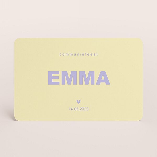 ava Colorblock communie uitnodiging met afgeronde hoeken