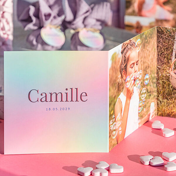 Ava Drieluik Bedankkaartje Lentefeest Dégradé Met Foto's En Folie