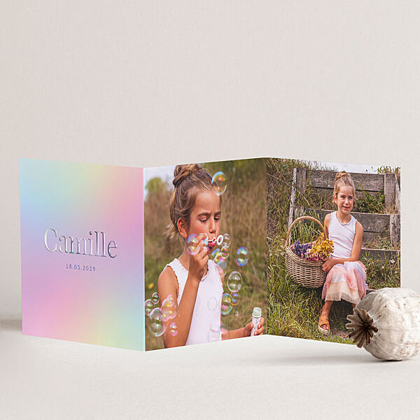 ava Drieluik bedankkaartje lentefeest dégradé met foto's en folie