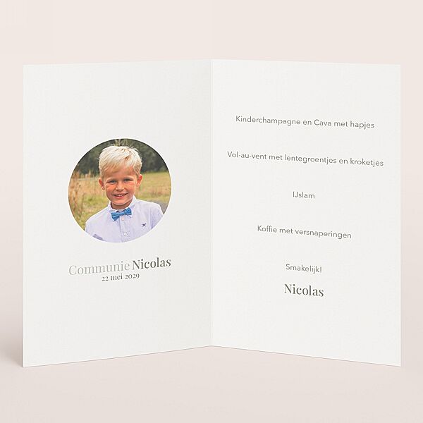 Ava Dubbele Menukaart Communie Groen Aquarel Met Foto