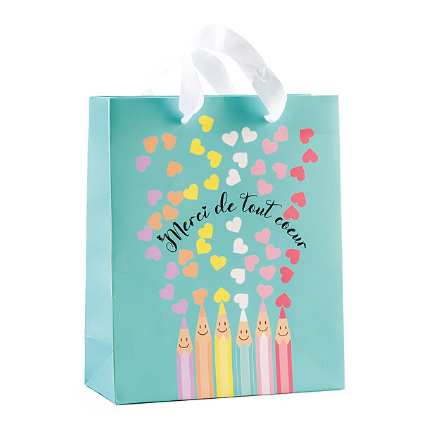 ava Geschenkzak Met Potloden "Merci De Tout Coeur" 18x8x22cm