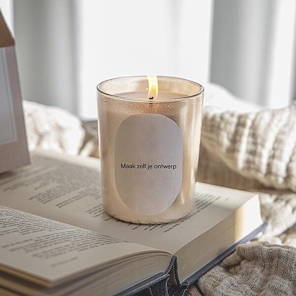 Ava Geurkaars In Champagne Potje Met Ovale Sticker Zelf Ontwerpen