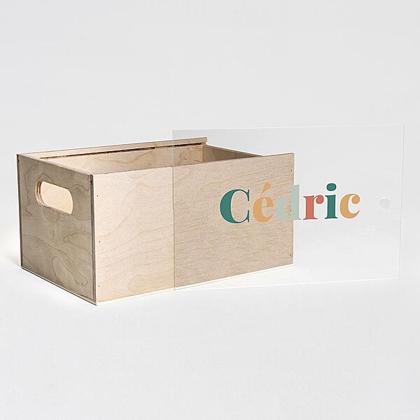 Ava Houten Memorybox Met Plexi Deksel Met Kleurrijke Naam