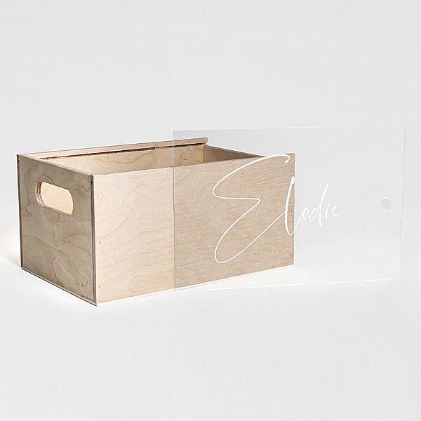 Ava Houten Memorybox Met Plexi Deksel Met Sierlijke Naam