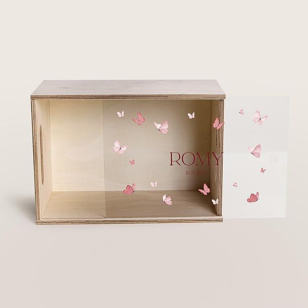 ava Houten memorybox met transparant deksel met vlindertjes en naam