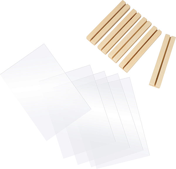 ava Houten Staander + Plexi 10x15cm Transparant 5 Stuks