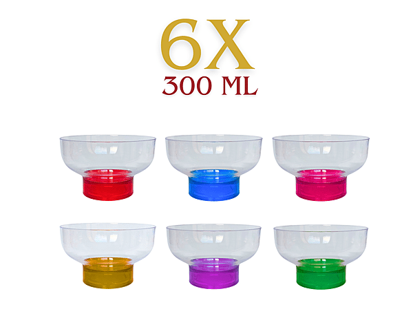 ava IJspotje Herbruikbaar Transparant Met Gekleurde Voet PS 300ml 6 Stuks