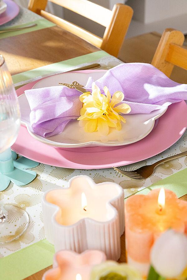 Ava Kaars Bloem Fading Geel/Wit/Roze 7 4x10x9cm 40u