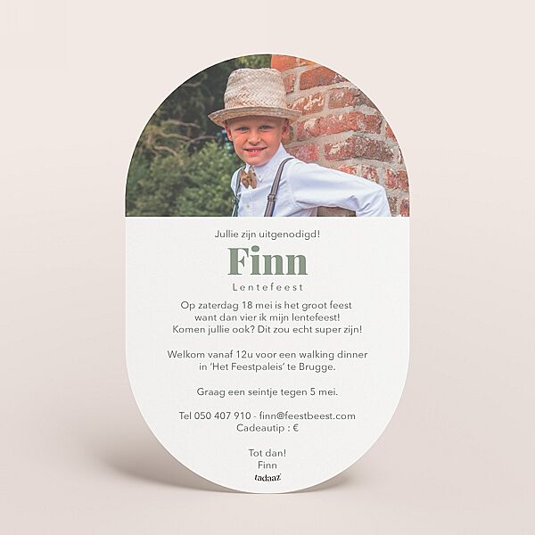 Ava Lentefeest Uitnodiging Ovaal Met Aanpasbare Illustratie