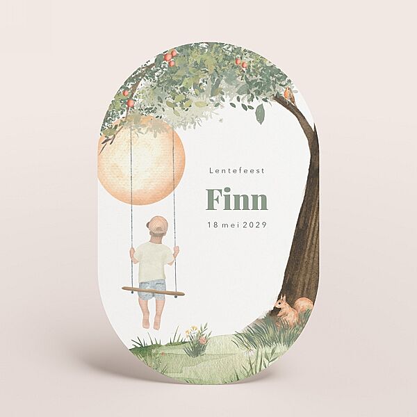 ava Lentefeest uitnodiging ovaal met aanpasbare illustratie