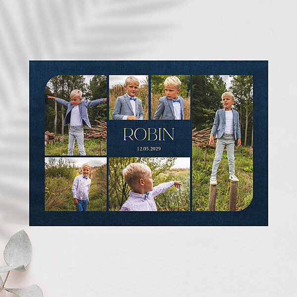 ava Luxe bedankkaart communie A5 met fotocollage en folie