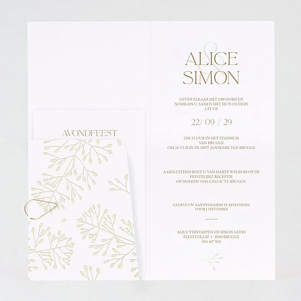 Ava Luxe Pochette Trouwkaart Met Takjes In Spotvernis