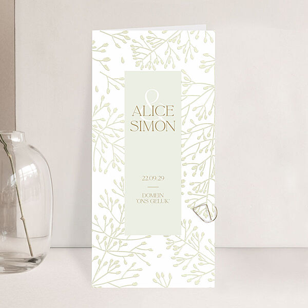 ava Luxe pochette trouwkaart met takjes in spotvernis