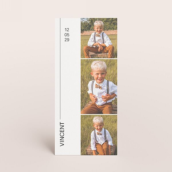 ava Minimalistisch bedankkaartje communie met 3 foto's