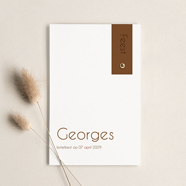 ava Minimalistische lentefeest uitnodiging met lederlook accent