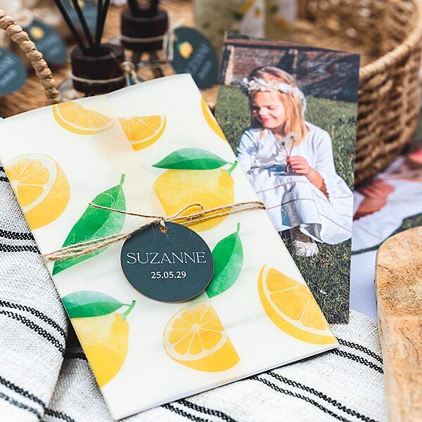 Ava Origineel Communiekaartje Met Citroenen En Kalkomslag