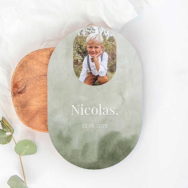 ava Ovale communie uitnodiging aquarel met fotokaartje