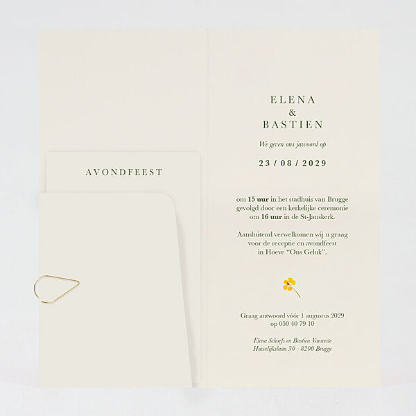 Ava Pochette Trouwkaart Natuurpapier Met Droogbloemen