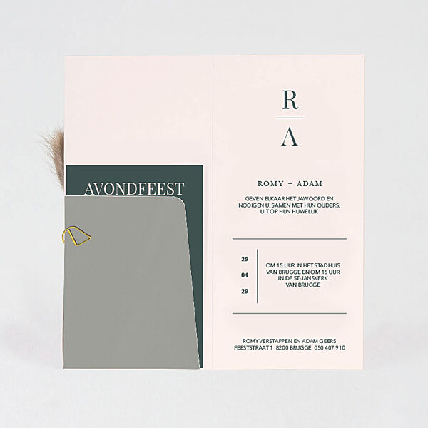 Ava Pocketfold Trouwkaart Colorblocking (met Droogbloemen*)