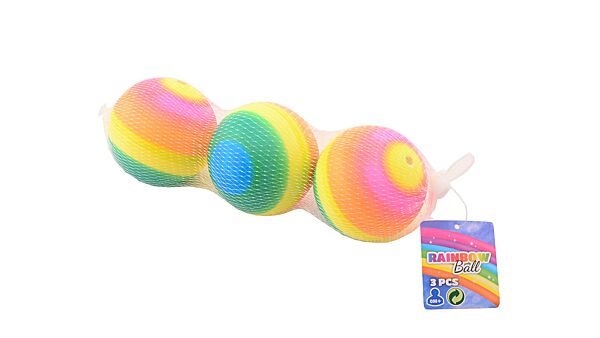 ava Regenboogballen Rubber Multicolor Ø 7cm 3 Stuks
