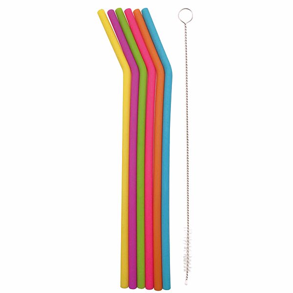 ava Rietjes Silicone 25cm Herbruikbaar Met Reinigingsborstel Multicolor 6 Stuks