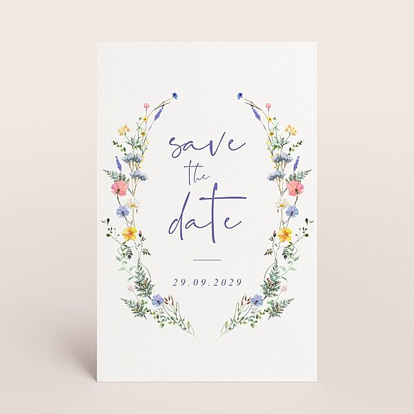 ava Romantische save the date kaart met kleurrijke bloemen