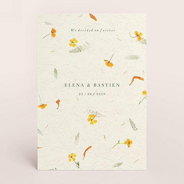 ava Romantische trouwkaart natuurpapier met droogbloemen