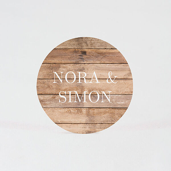 Ava Ronde Sticker Met Namen Op Houten Achtergrond (5 9 Cm)